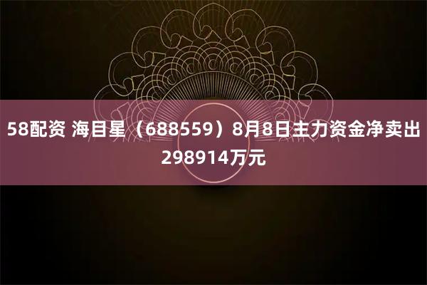 58配资 海目星(688559)8月8日主力资金净卖出298914万元