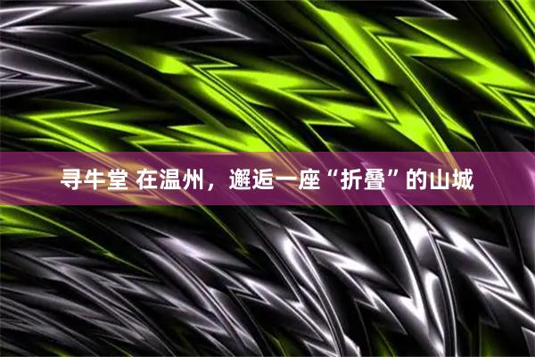 寻牛堂 在温州，邂逅一座“折叠”的山城