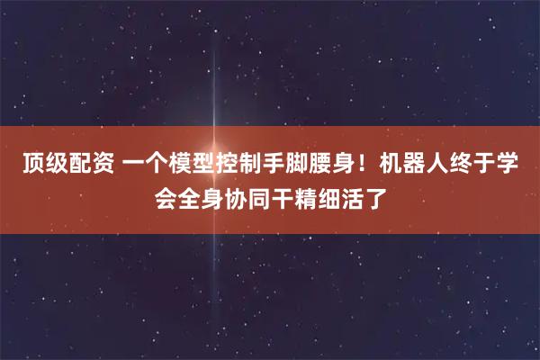 顶级配资 一个模型控制手脚腰身！机器人终于学会全身协同干精细活了